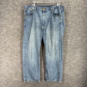 Levi's Jeans Women 38*30 Blue Denim Medium Wash Mid Rise 569 Straight Pockets